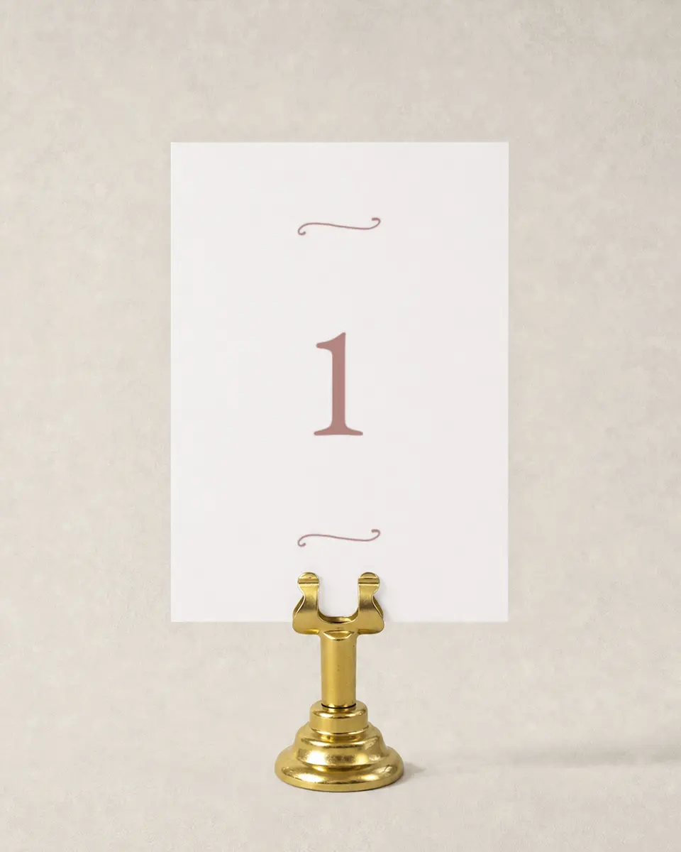 This is a 3½" x 5" Wedding Table Number called Modern Whisper printed in full color