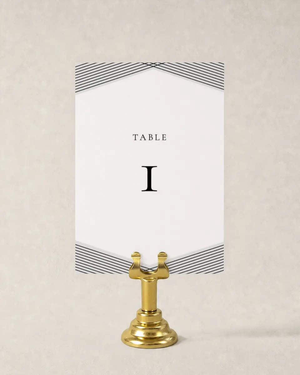 This is a 3½" x 5" Wedding Table Number called Dearest Lines printed in full color
