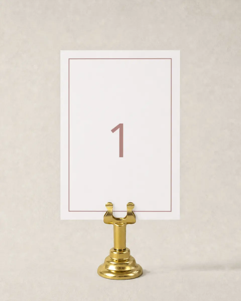 This is a 3½" x 5" Wedding Table Number called Neat Arrangement printed in full color