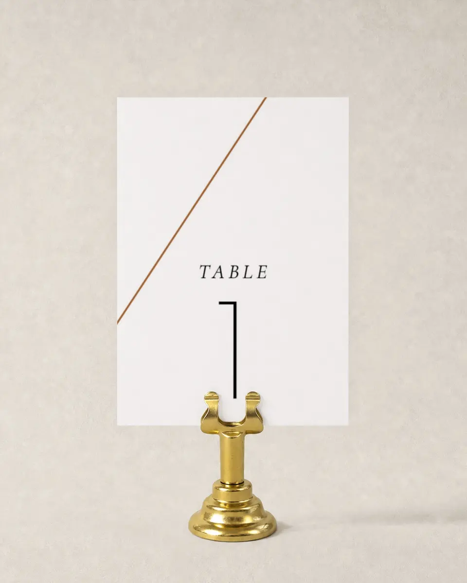 This is a 3½" x 5" Wedding Table Number called Sneek Peek printed in full color