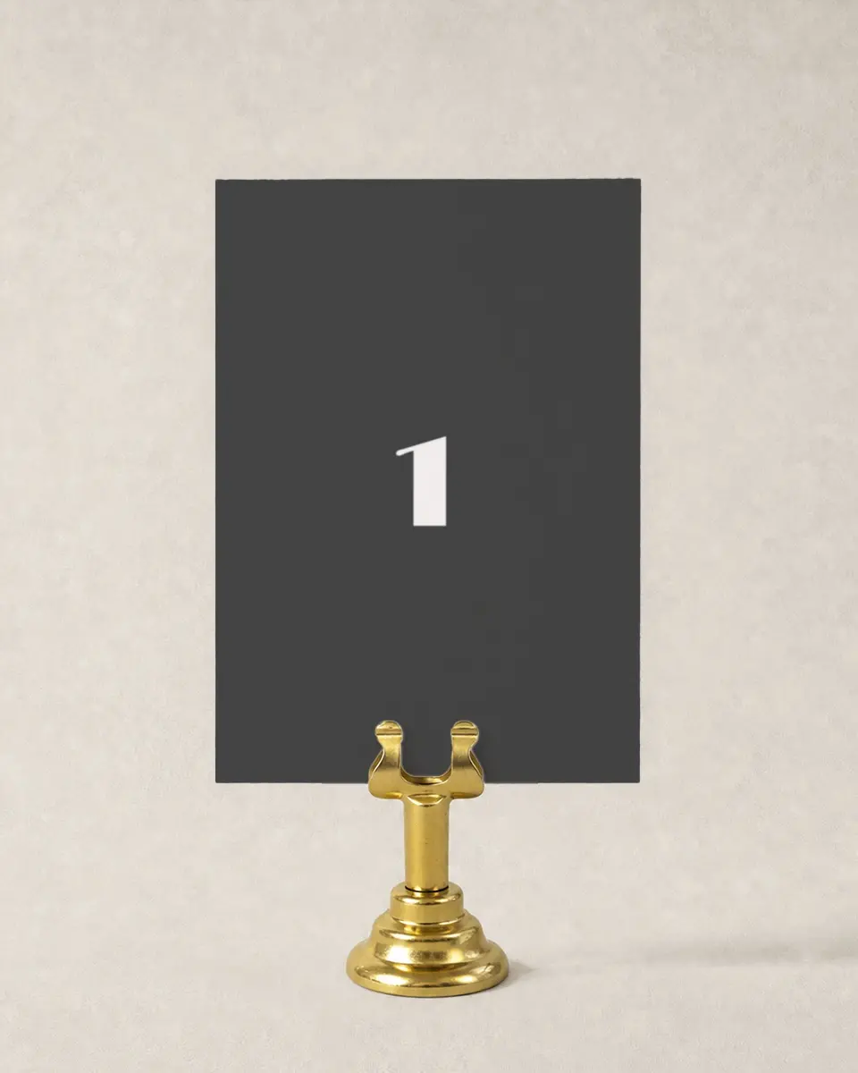 This is a 3½" x 5" Wedding Table Number called Boldy Forward printed in full color