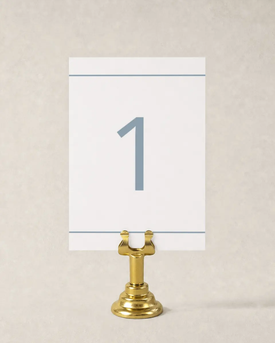 This is a 3½" x 5" Wedding Table Number called Simple Embrace printed in full color