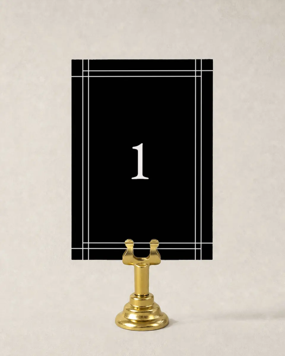 This is a 3½" x 5" Wedding Table Number called Mod Frame printed in full color