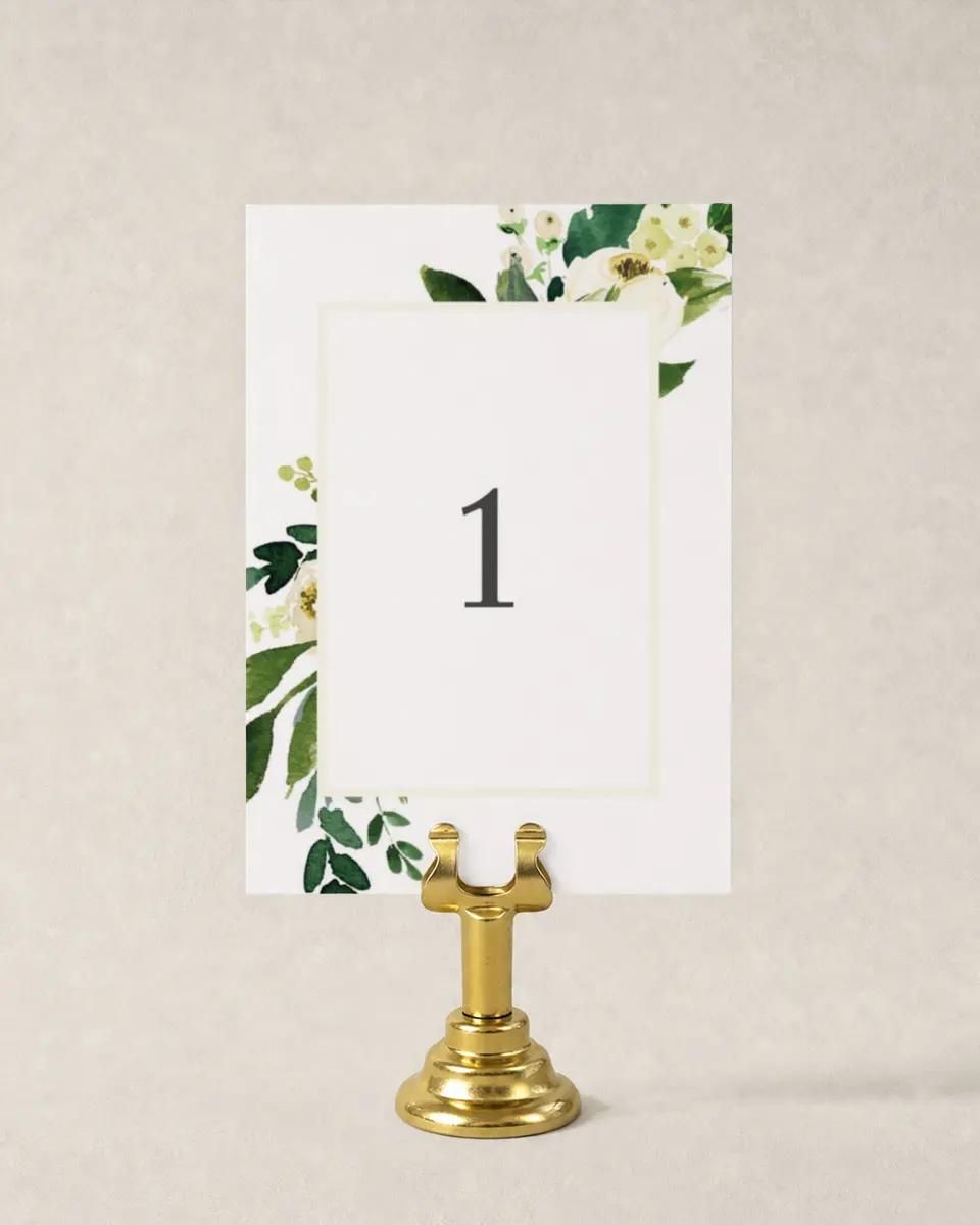 This is a 3½" x 5" Wedding Table Number called Wedding Florals printed in full color