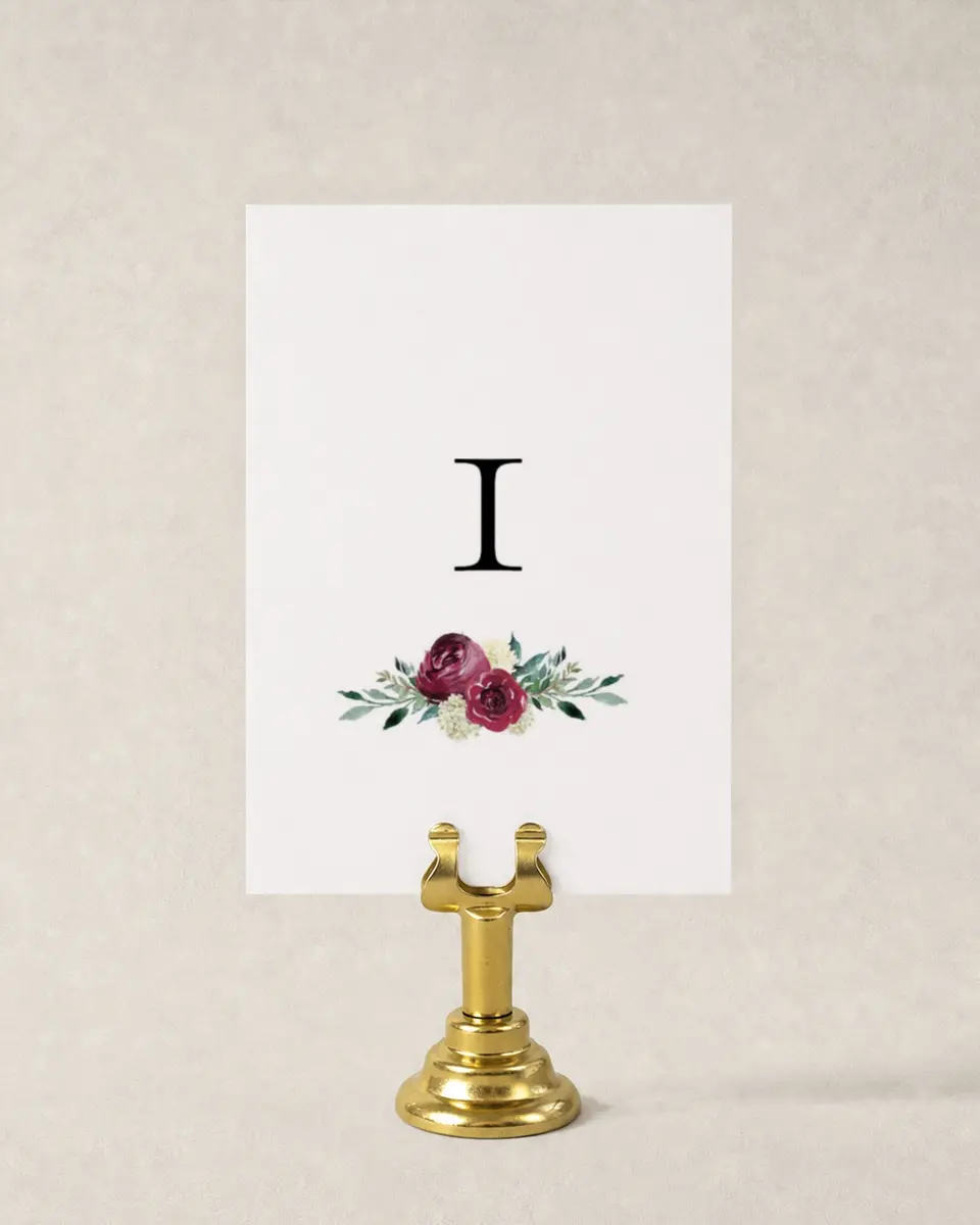 This is a 3½" x 5" Wedding Table Number called Floral Touch printed in full color