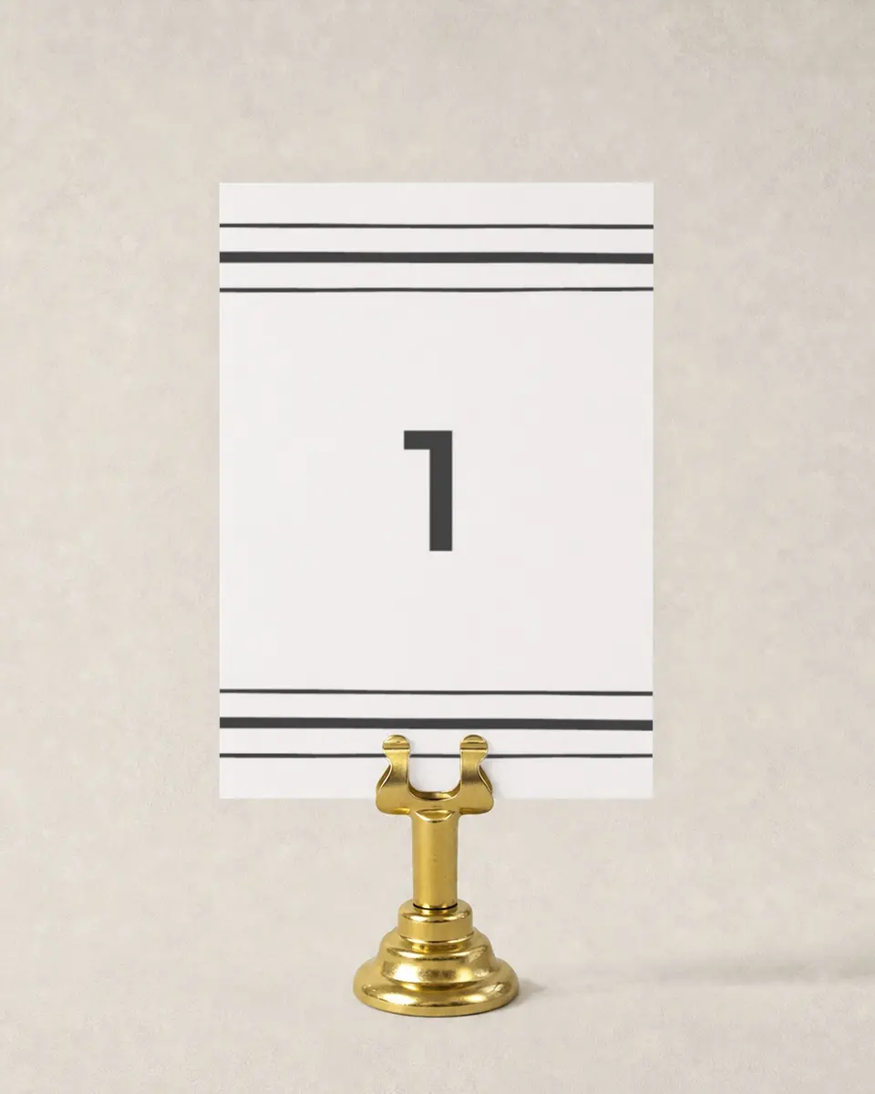 This is a 3½" x 5" Wedding Table Number called Love on the Line printed in full color