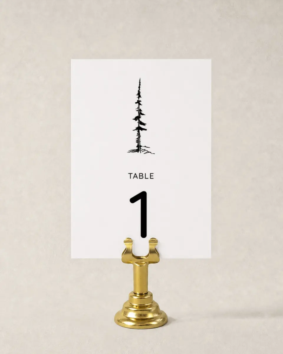 This is a 3½" x 5" Wedding Table Number called Mountain Romance printed in full color