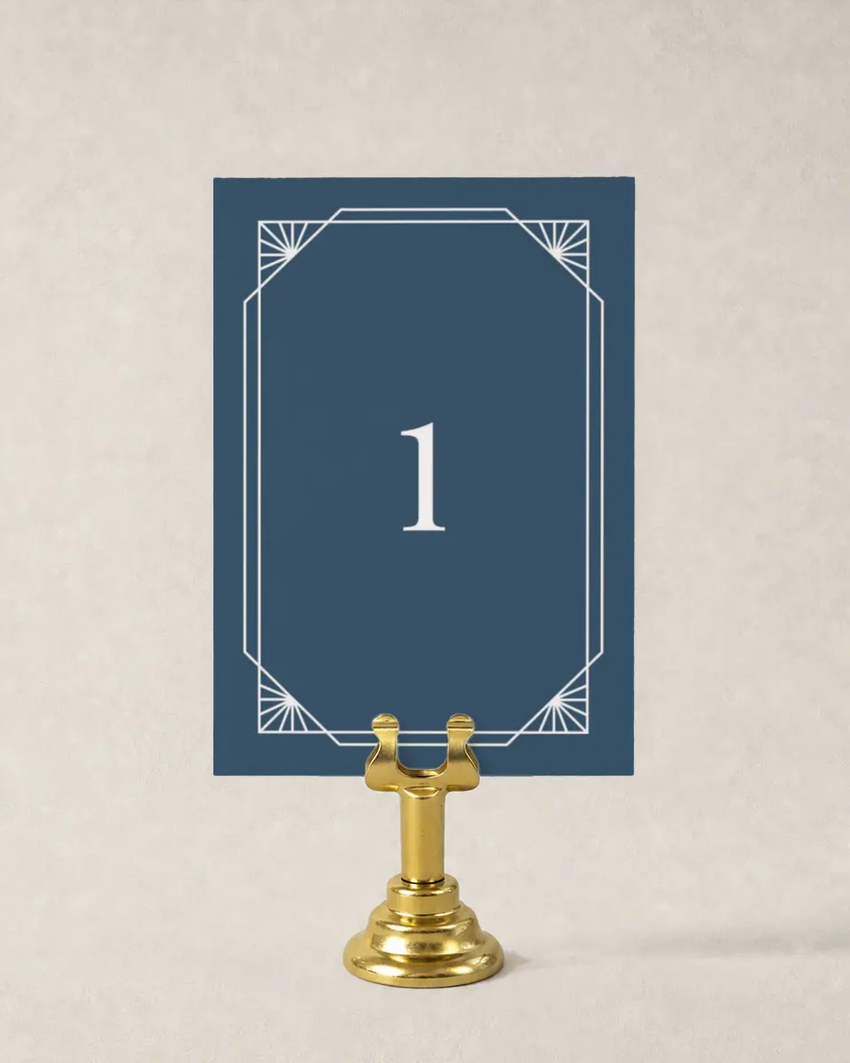 This is a 3½" x 5" Wedding Table Number called Mod Deco printed in full color