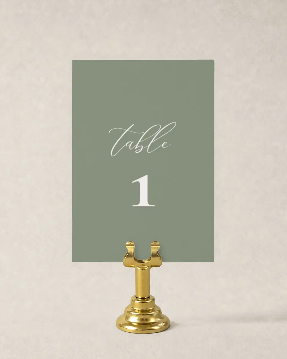 This is a 3½" x 5" Wedding Table Number called Minimalist Type printed in full color