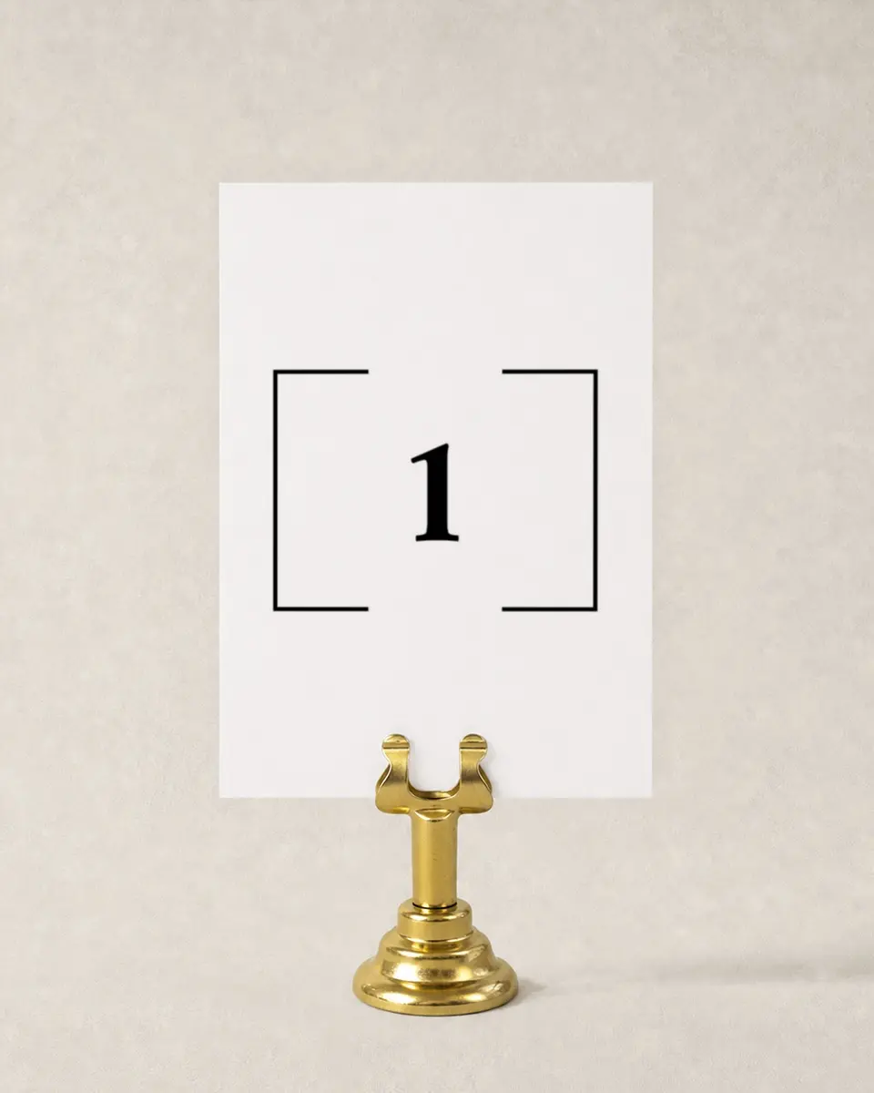 This is a 3½" x 5" Wedding Table Number called Bright Brace printed in full color