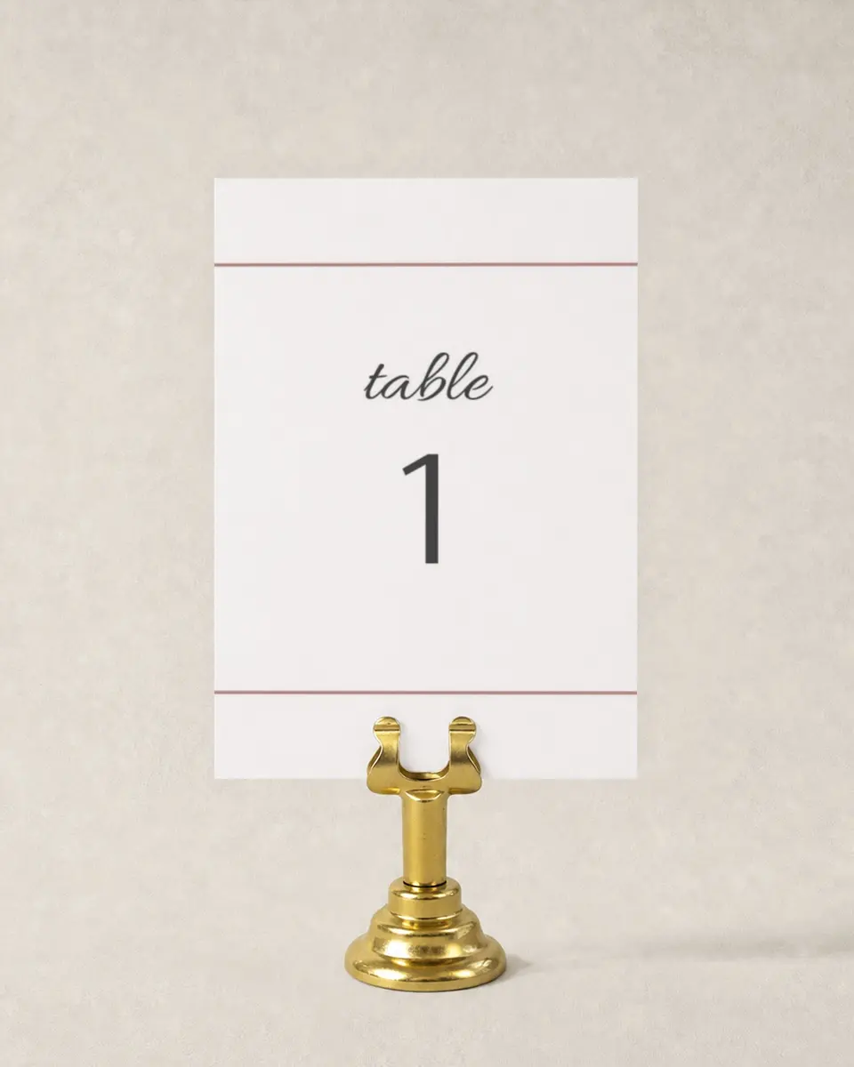 This is a 3½" x 5" Wedding Table Number called Expansive Line printed in full color