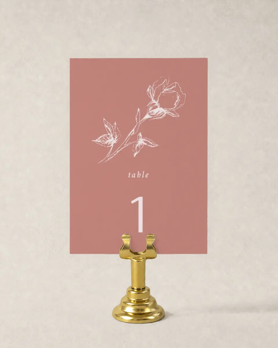 This is a 3½" x 5" Wedding Table Number called Blooming Bud printed in full color
