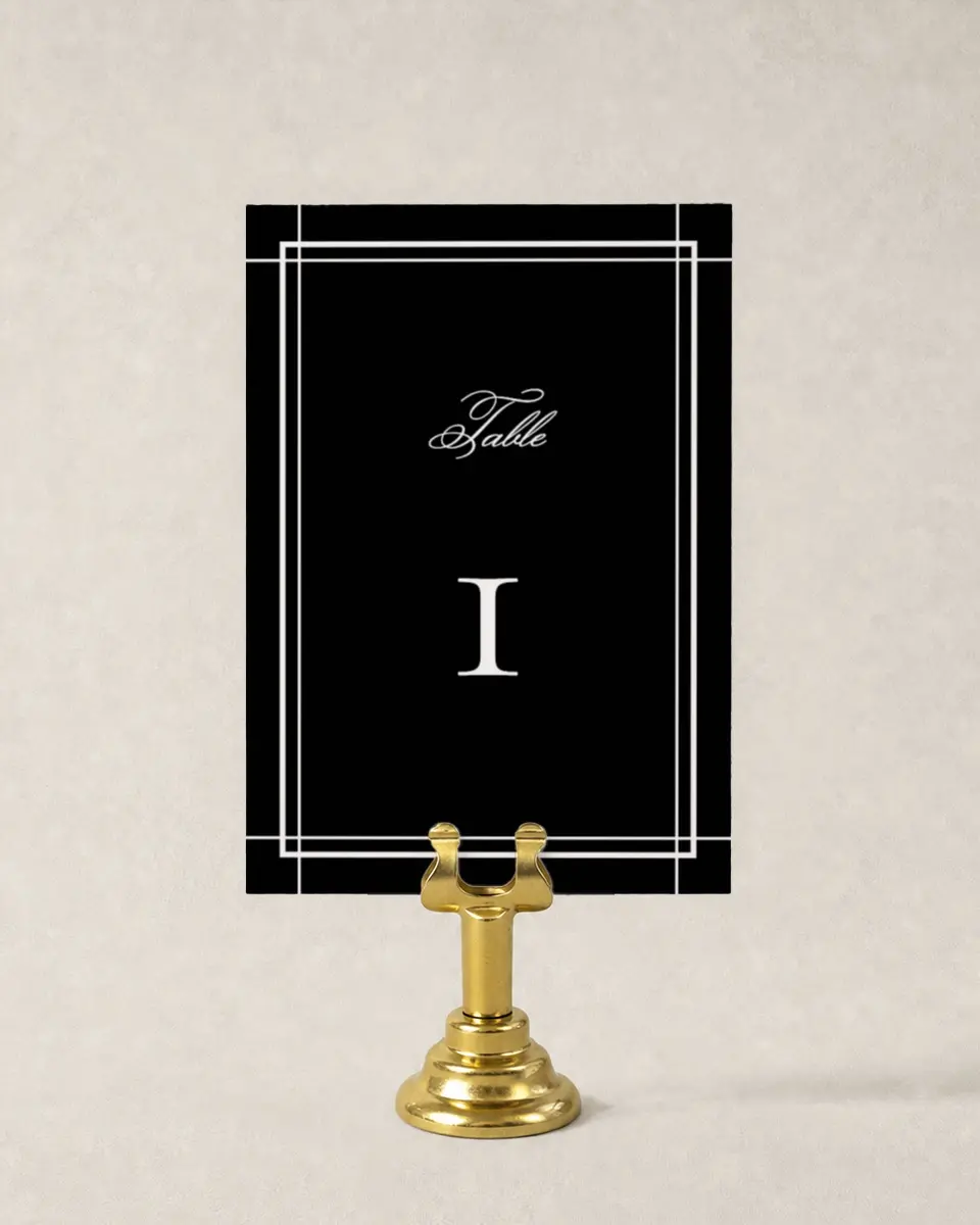 This is a 3½" x 5" Wedding Table Number called Modern Trim printed in full color