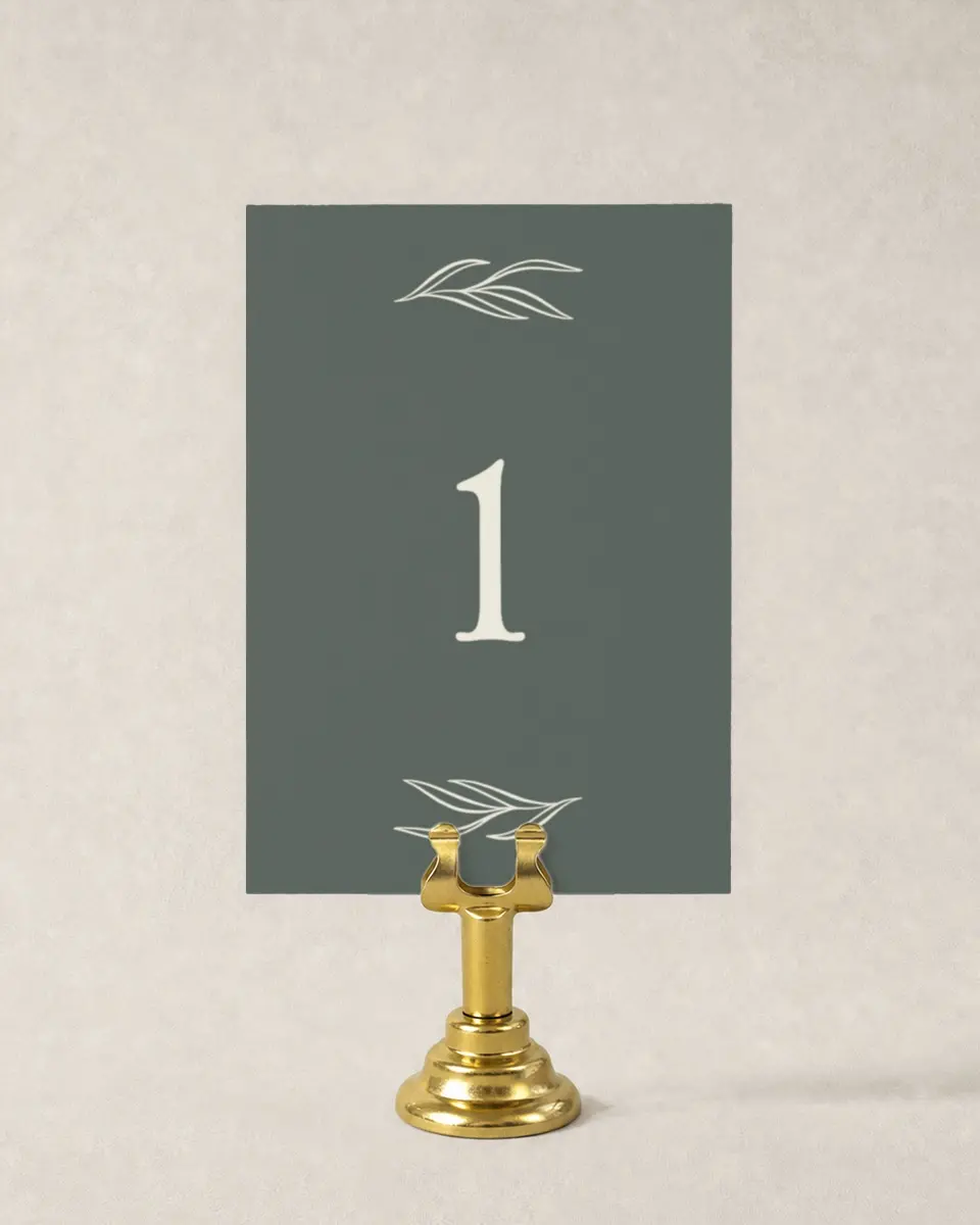 This is a 3½" x 5" Wedding Table Number called Whisper Twig printed in full color