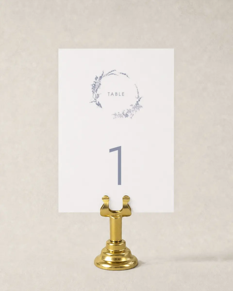 This is a 3½" x 5" Wedding Table Number called Dainty Wreath printed in full color