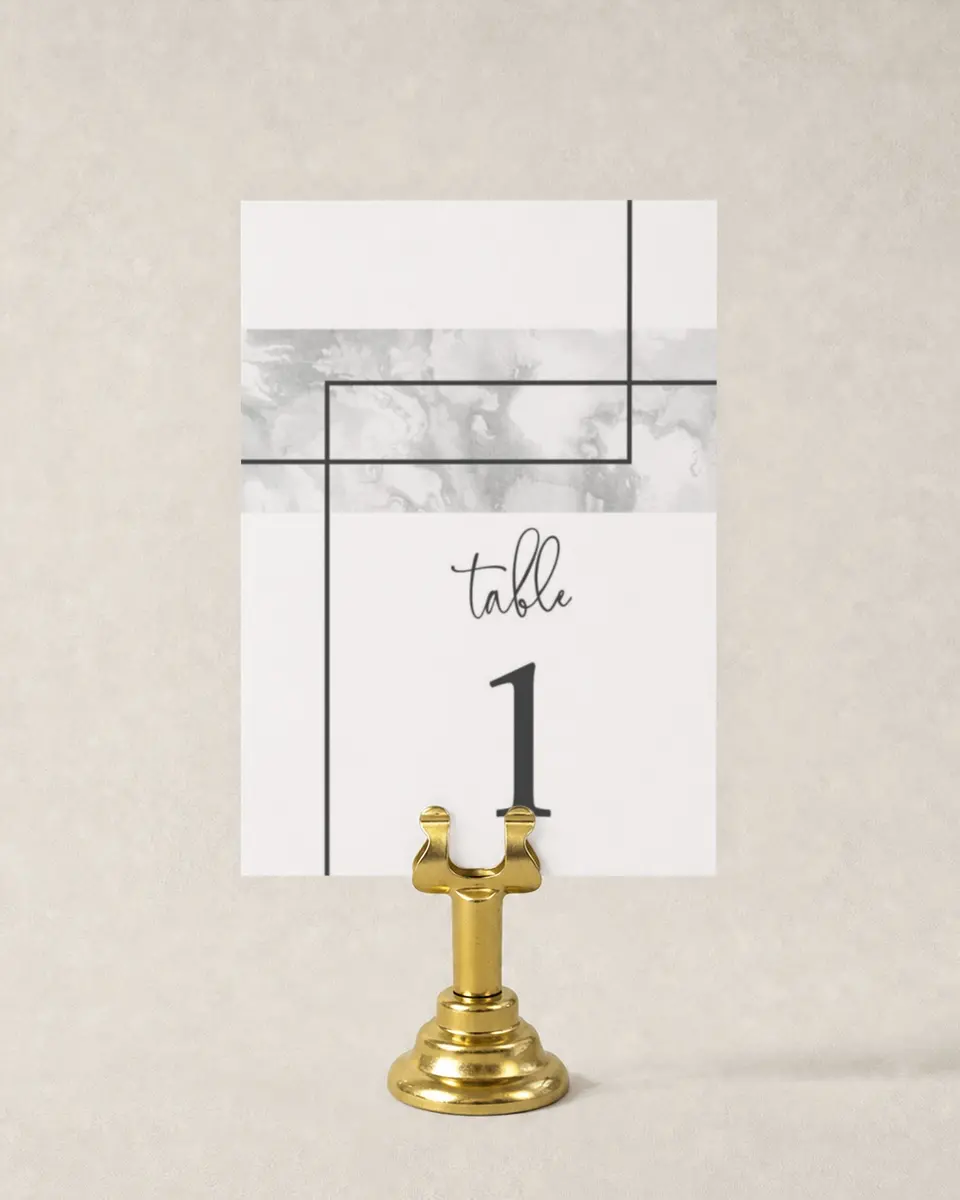 This is a 3½" x 5" Wedding Table Number called Joined Lines printed in full color