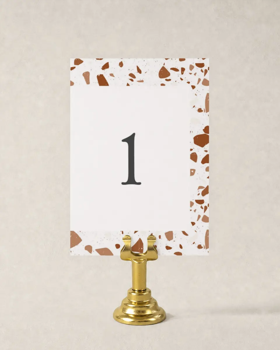 This is a 3½" x 5" Wedding Table Number called Cornerstone of Love printed in full color