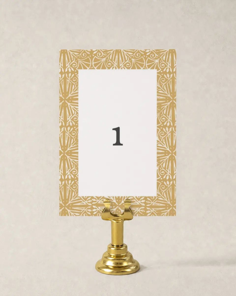 This is a 3½" x 5" Wedding Table Number called Decorated Luxury printed in full color