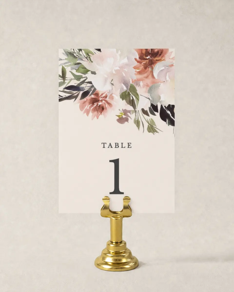 This is a 3½" x 5" Wedding Table Number called Natural Love printed in full color