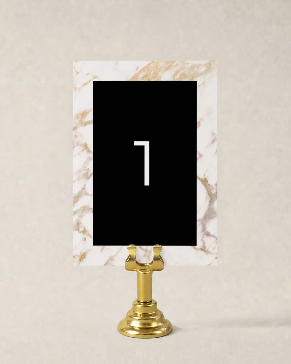 This is a 3½" x 5" Wedding Table Number called Classic Count printed in full color