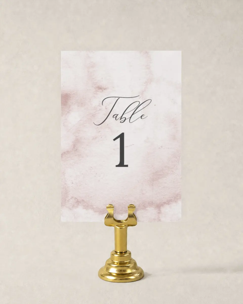 This is a 3½" x 5" Wedding Table Number called Gentle Touch printed in full color