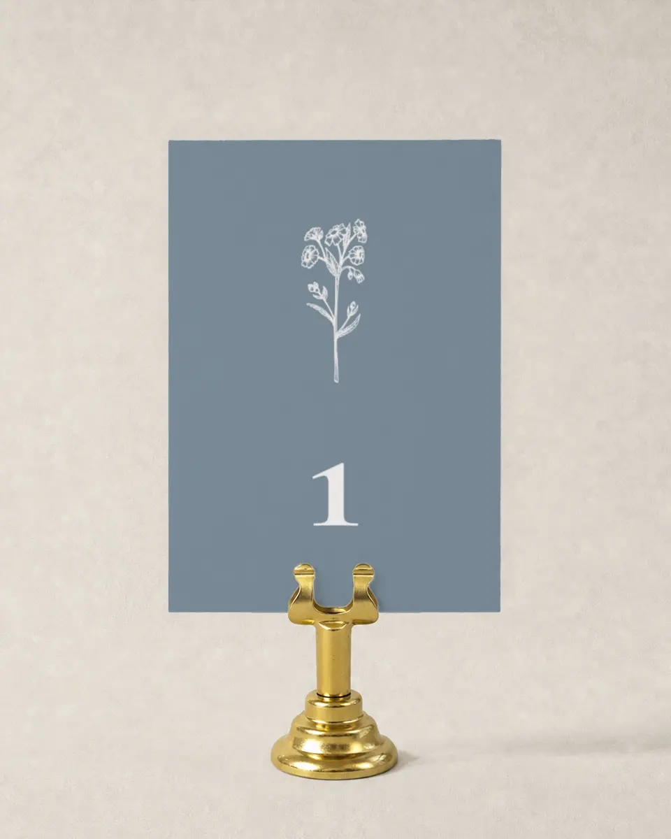 This is a 3½" x 5" Wedding Table Number called Fine Floret printed in full color