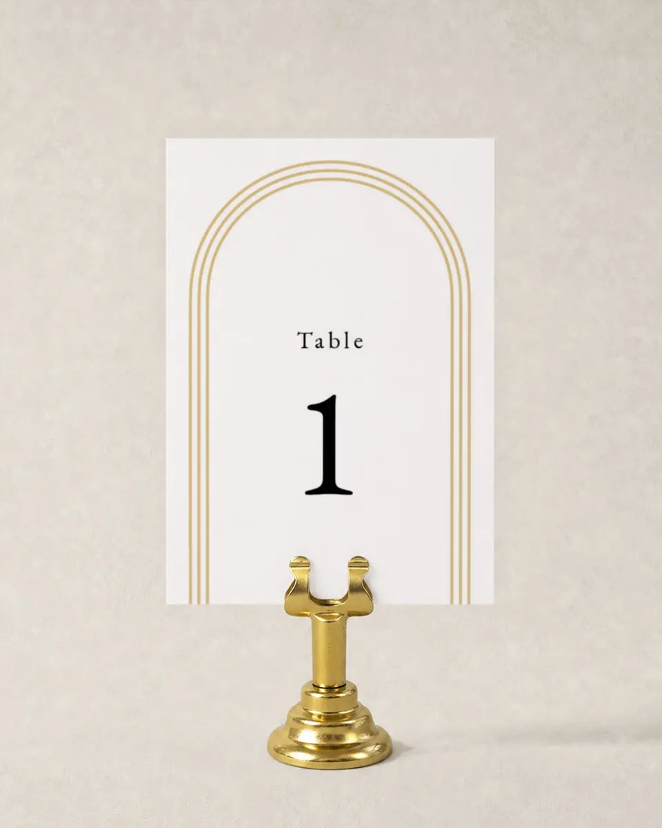 This is a 3½" x 5" Wedding Table Number called Charming Arch printed in full color
