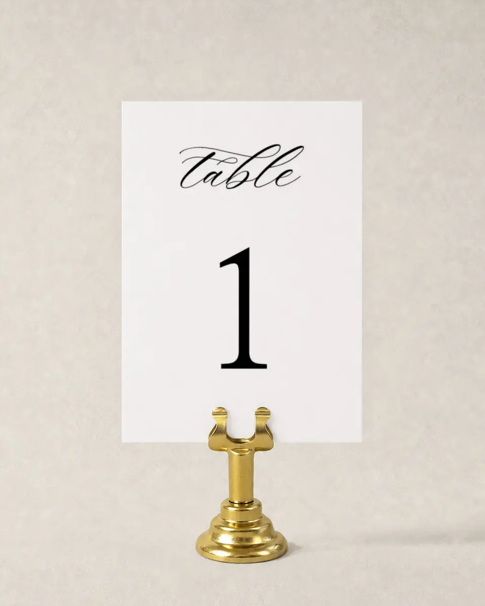 This is a 3½" x 5" Wedding Table Number called Bold Composition printed in full color