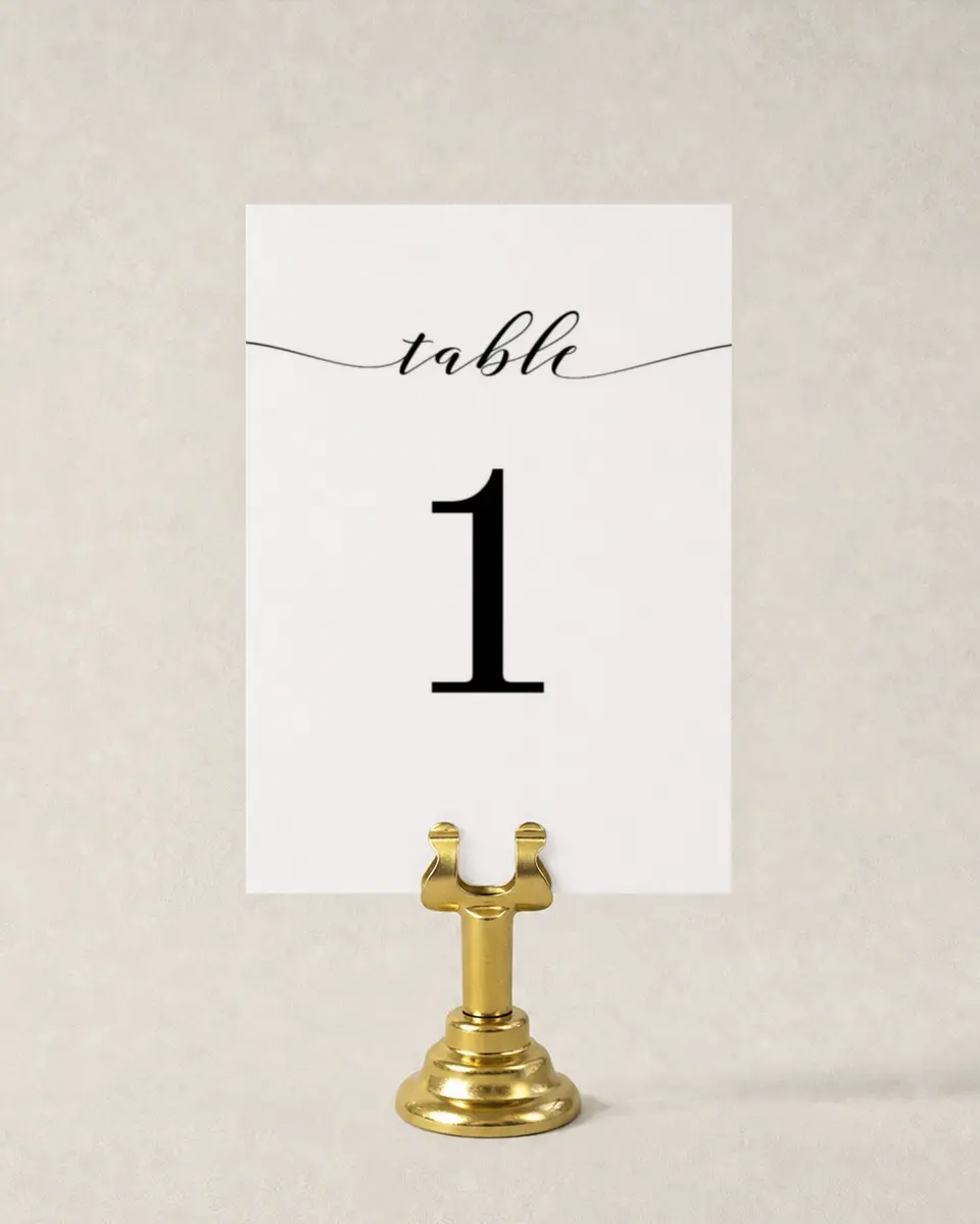 This is a 3½" x 5" Wedding Table Number called Classy Type printed in full color