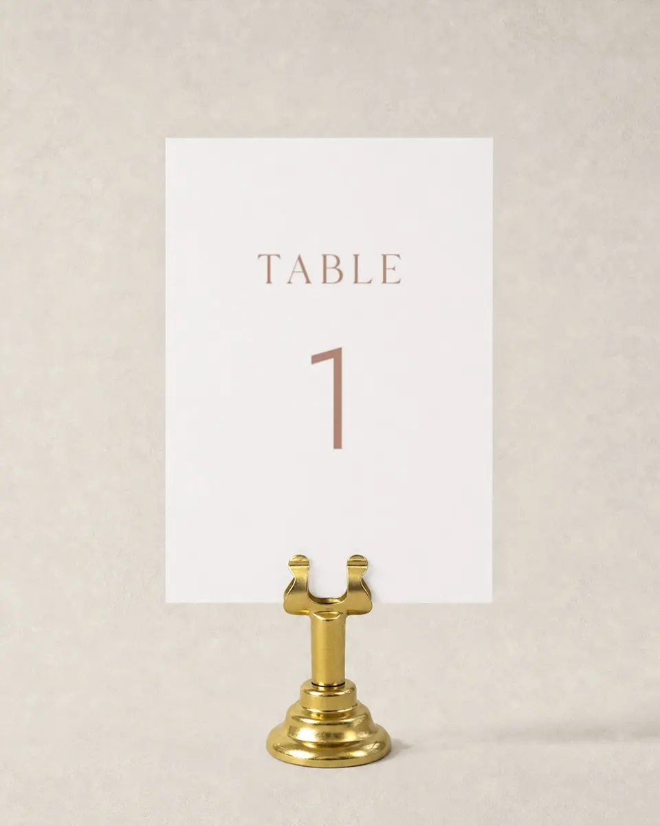 This is a 3½" x 5" Wedding Table Number called Stacked Pair printed in full color