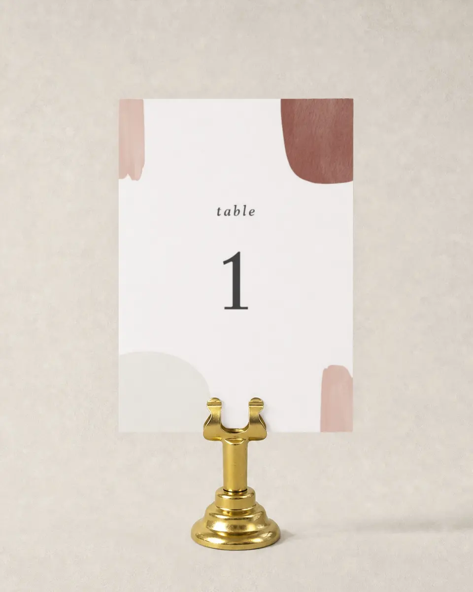 This is a 3½" x 5" Wedding Table Number called Mod Paint printed in full color