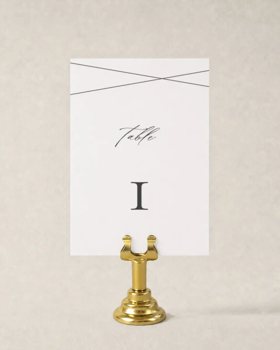 This is a 3½" x 5" Wedding Table Number called Distinct Lines printed in full color