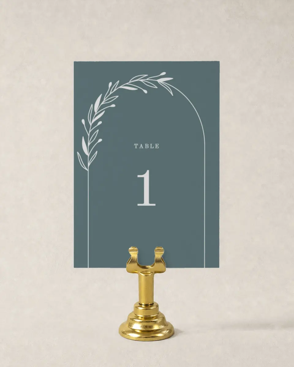 This is a 3½" x 5" Wedding Table Number called Growing Arc printed in full color