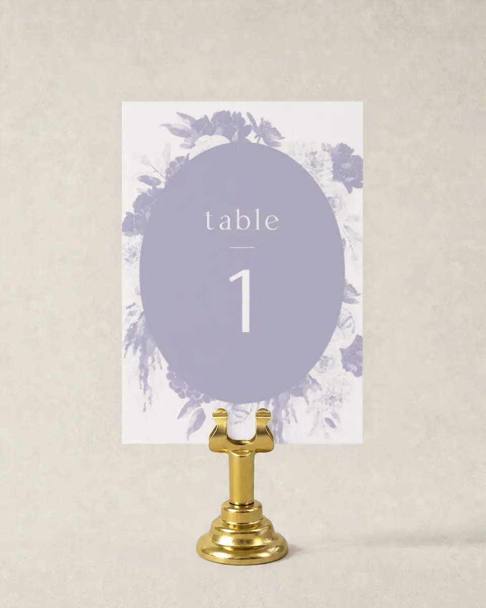 This is a 3½" x 5" Wedding Table Number called Sweet Botanical printed in full color
