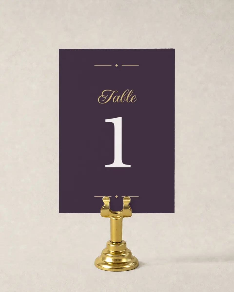 This is a 3½" x 5" Wedding Table Number called Royal Pattern printed in full color