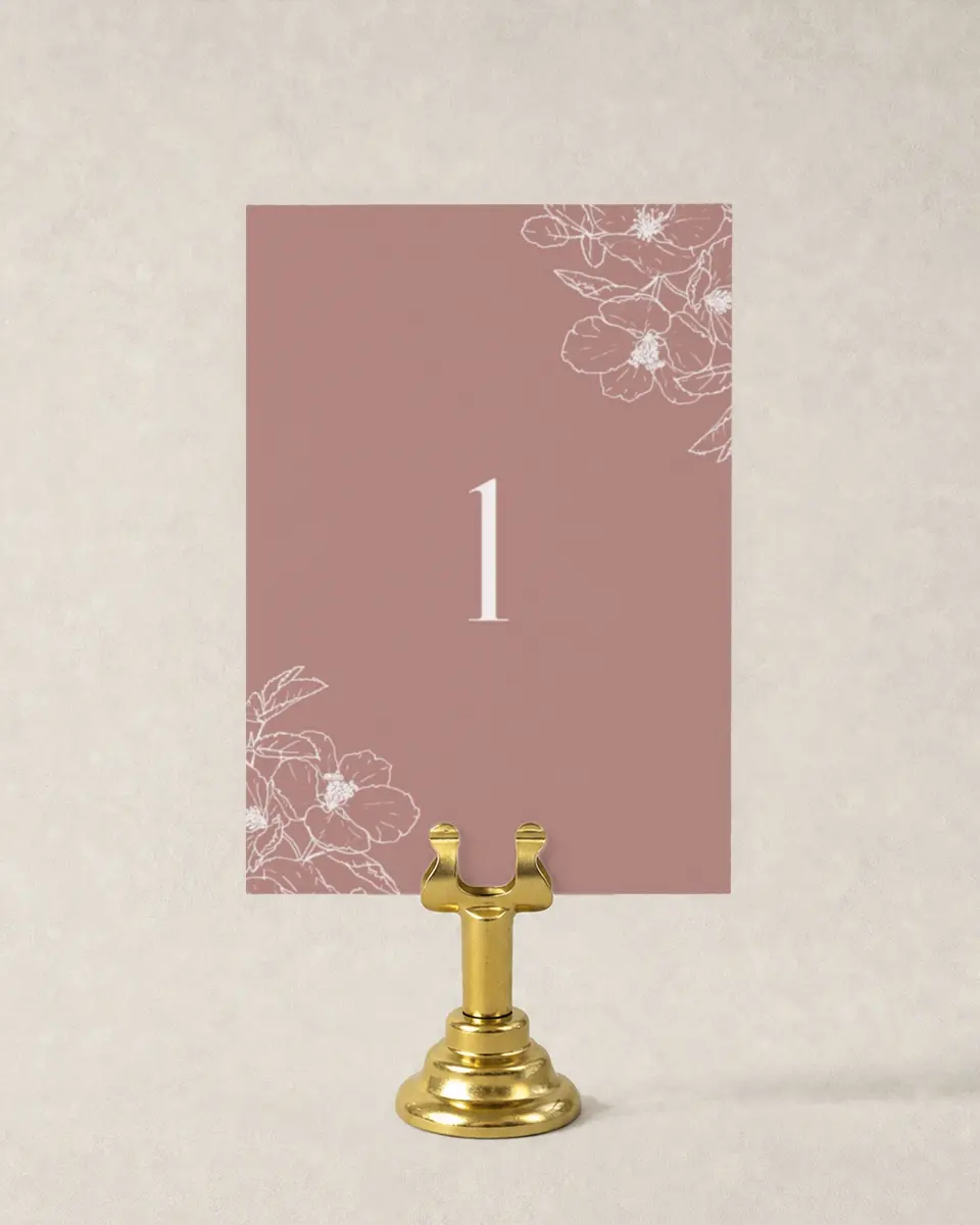 This is a 3½" x 5" Wedding Table Number called The Kinsley printed in full color