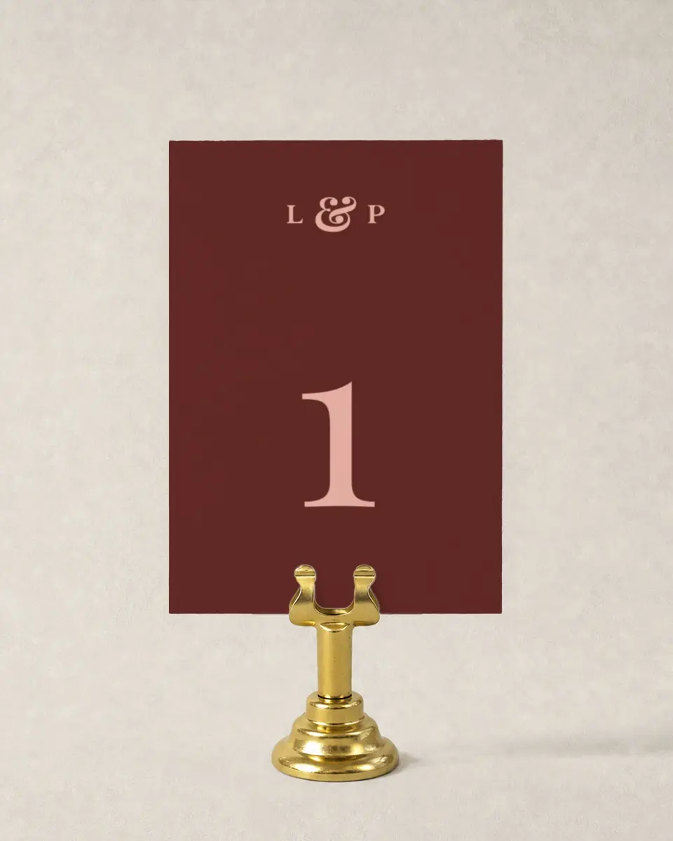This is a 3½" x 5" Wedding Table Number called The Laura printed in full color