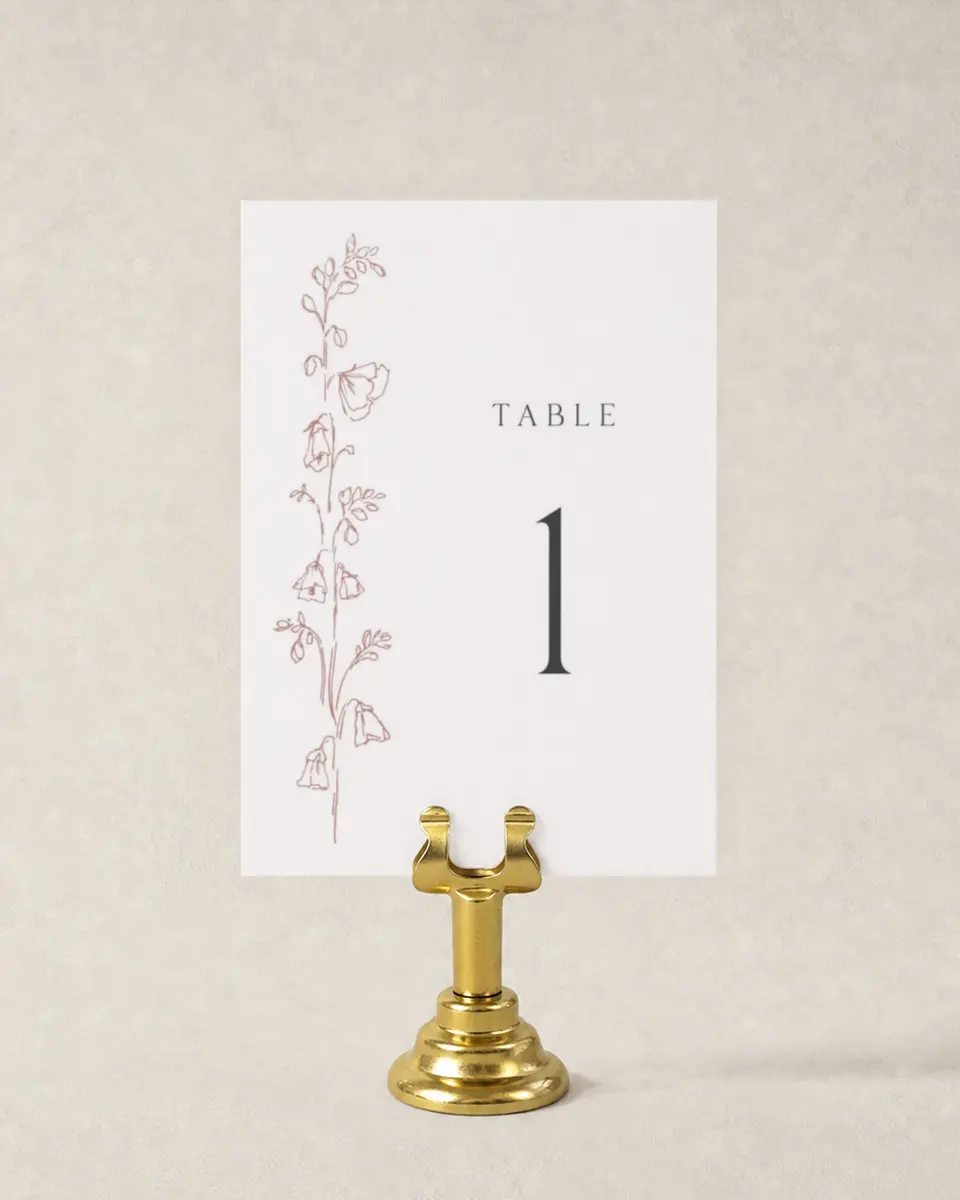 This is a 3½" x 5" Wedding Table Number called Cute + Charming printed in full color