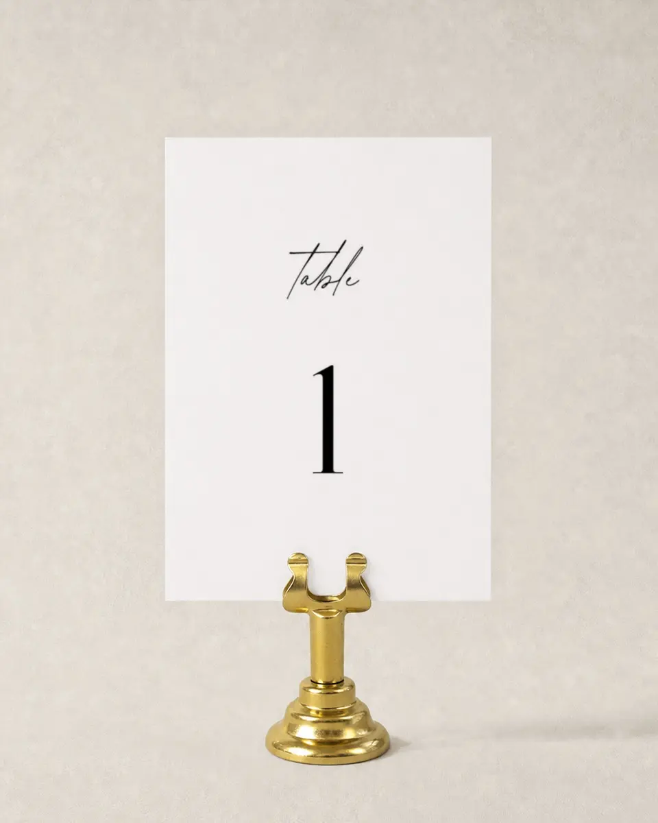 This is a 3½" x 5" Wedding Table Number called Simple Signature printed in full color