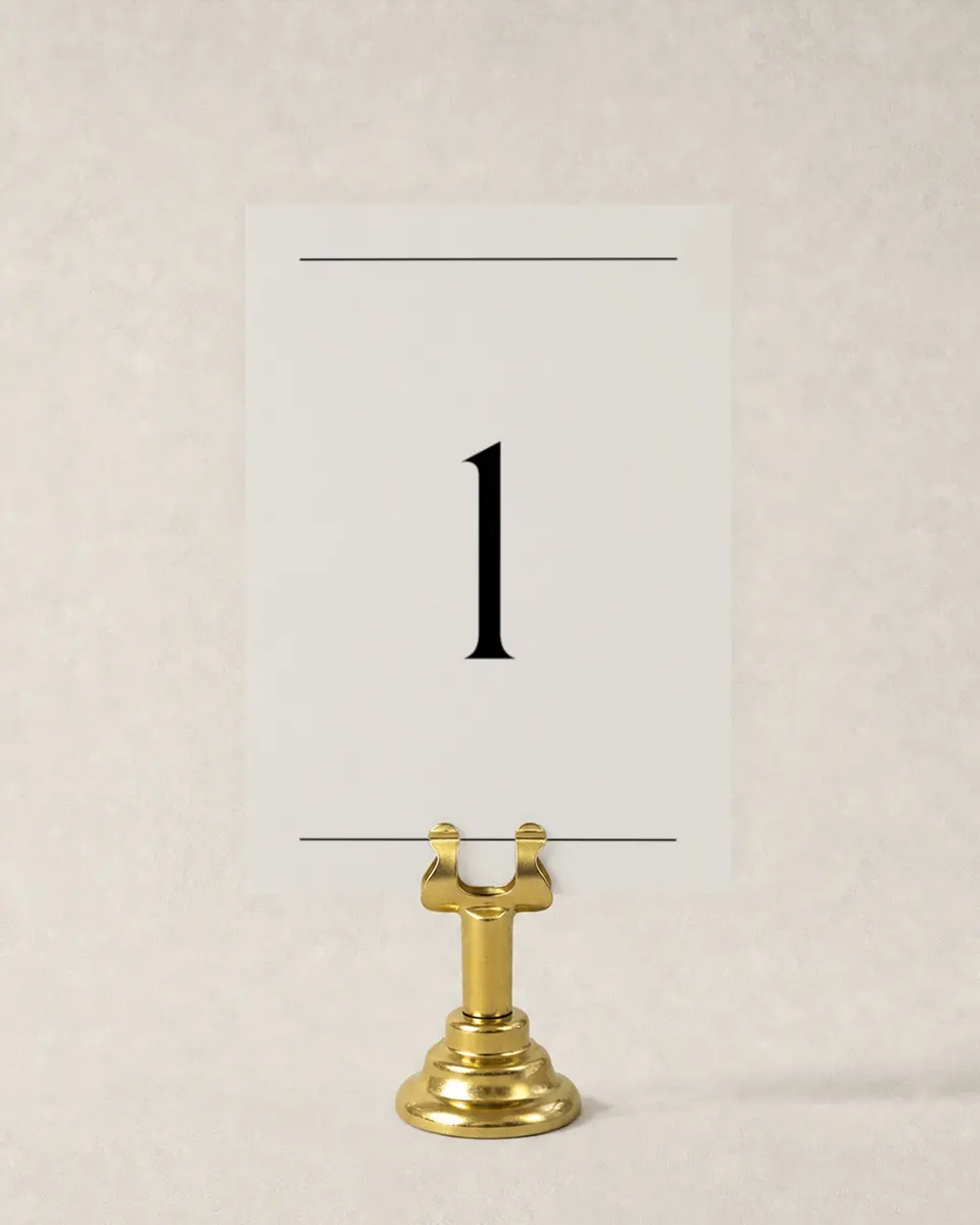 This is a 3½" x 5" Wedding Table Number called Styled Lines printed in full color