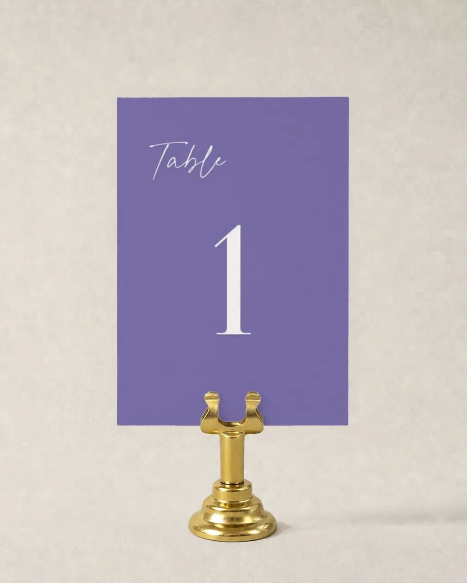 This is a 3½" x 5" Wedding Table Number called The Taylor printed in full color