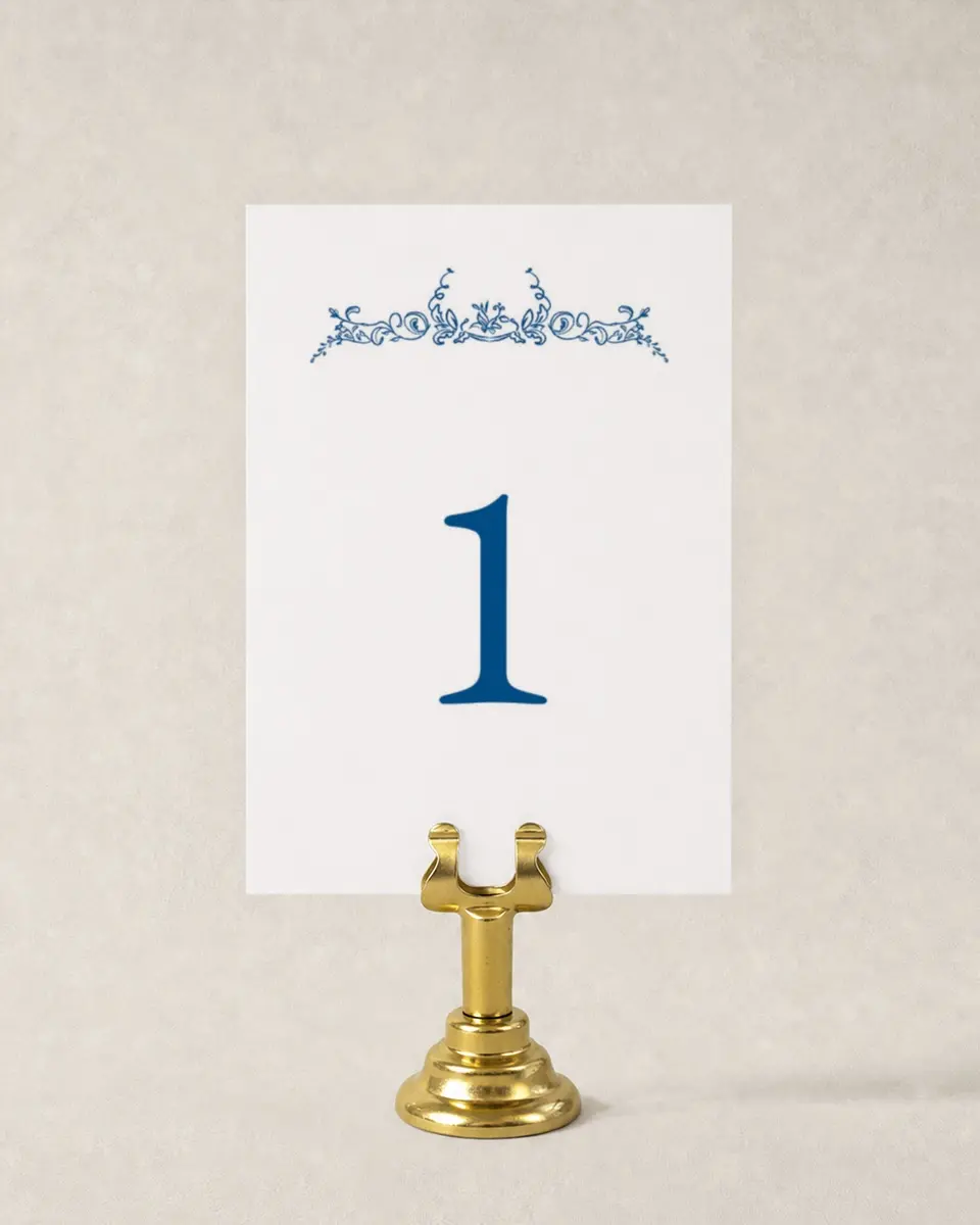 This is a 3½" x 5" Wedding Table Number called Ornamental Elegance printed in full color