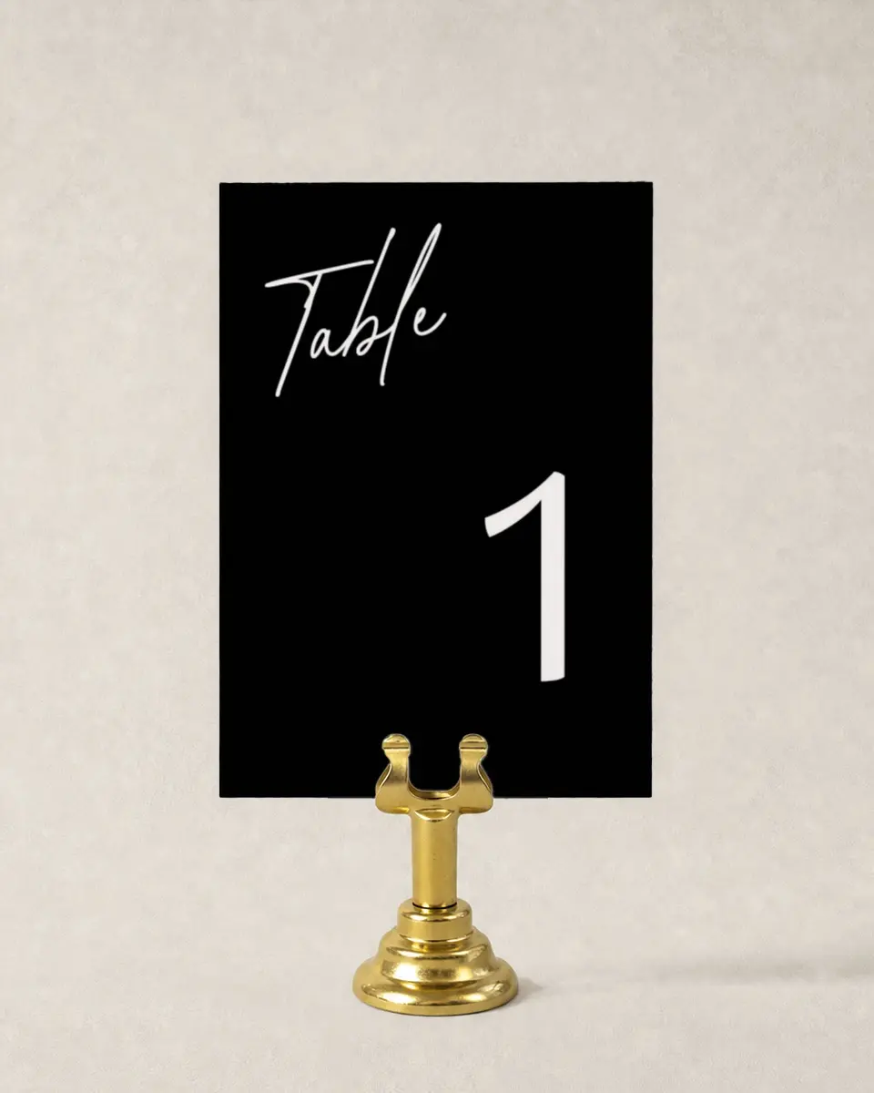 This is a 3½" x 5" Wedding Table Number called Scripted Love printed in full color