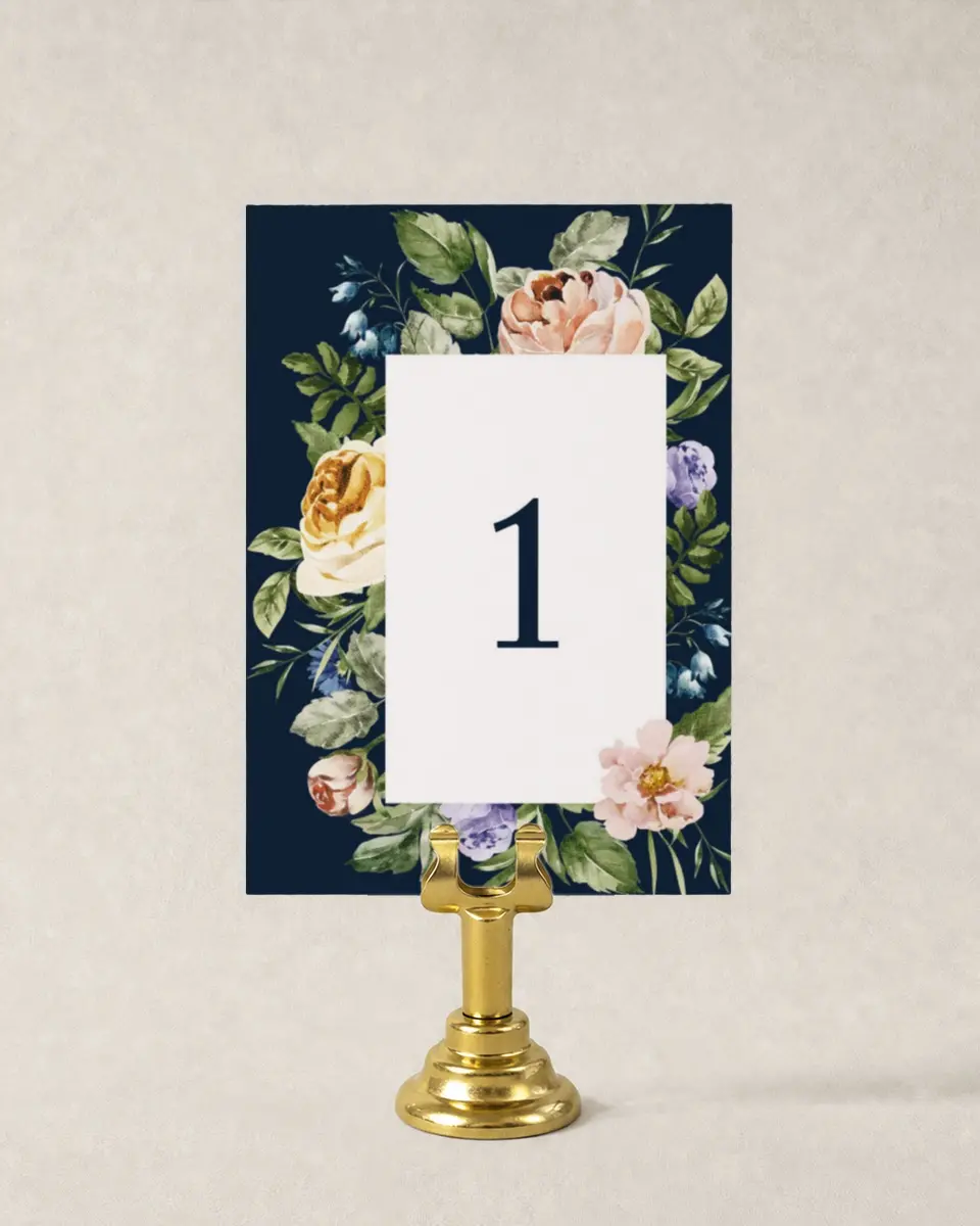 This is a 3½" x 5" Wedding Table Number called The Natalie printed in full color
