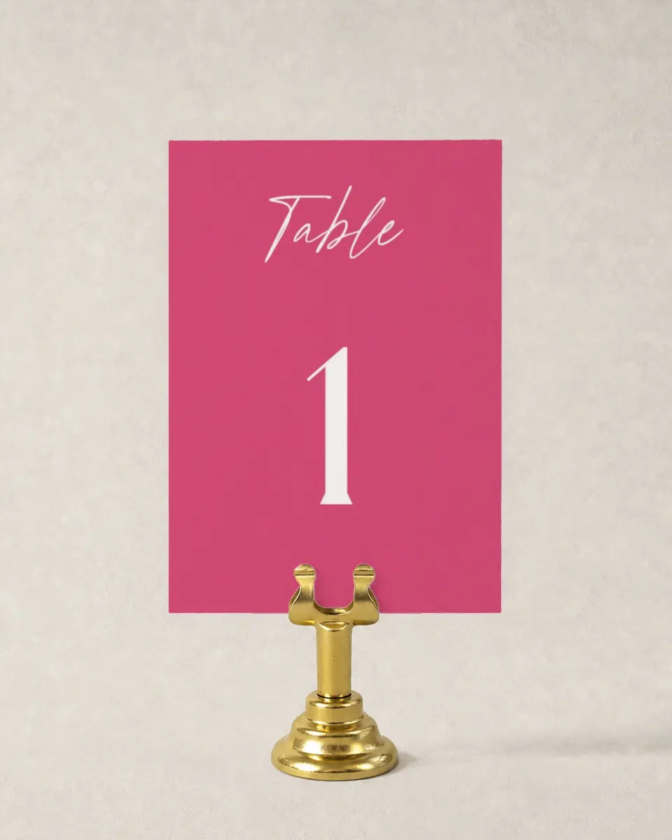 This is a 3½" x 5" Wedding Table Number called The Andrea printed in full color