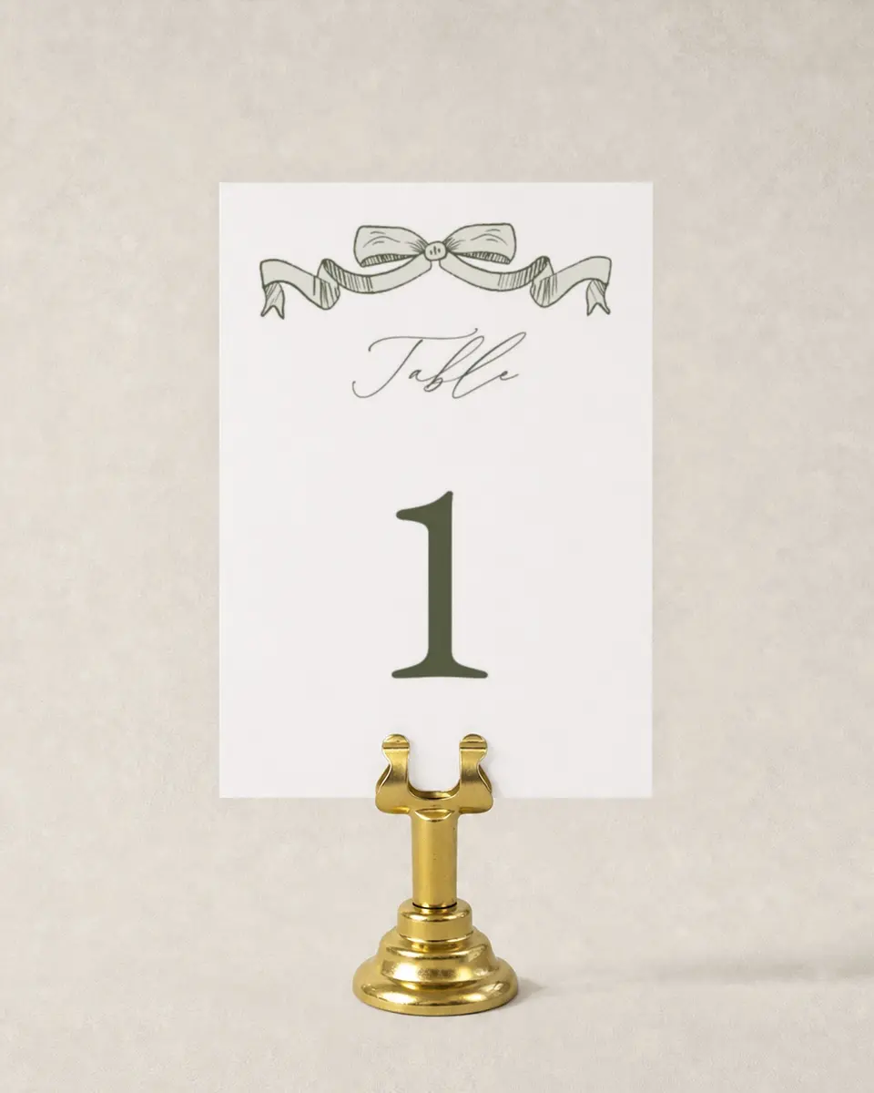 This is a 3½" x 5" Wedding Table Number called Elegant Crest printed in full color