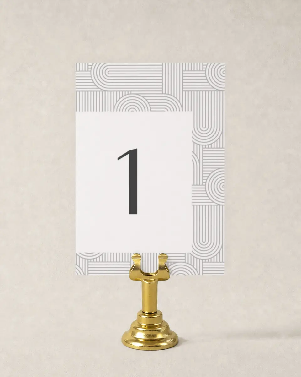This is a 3½" x 5" Wedding Table Number called Geometric Elegance printed in full color