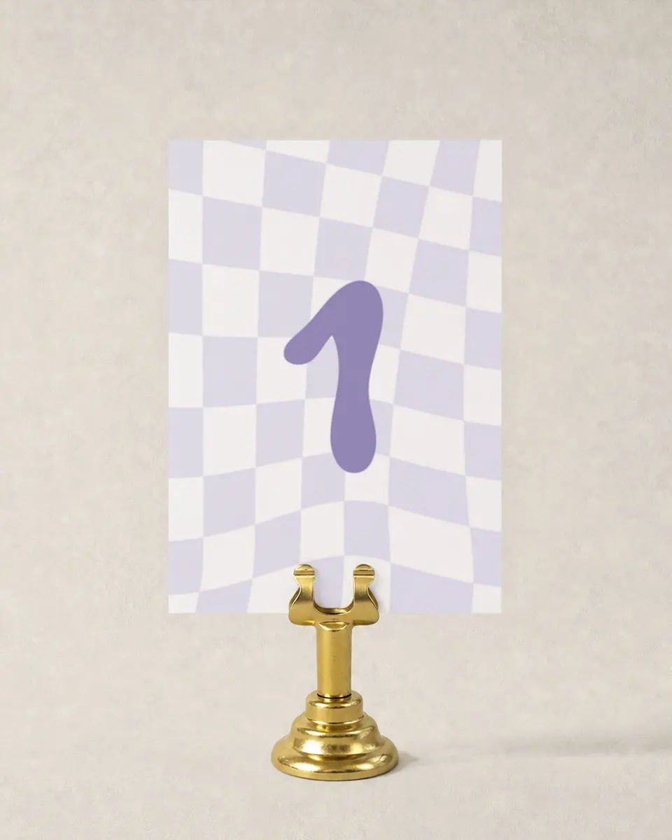 This is a 3½" x 5" Wedding Table Number called The Karly printed in full color