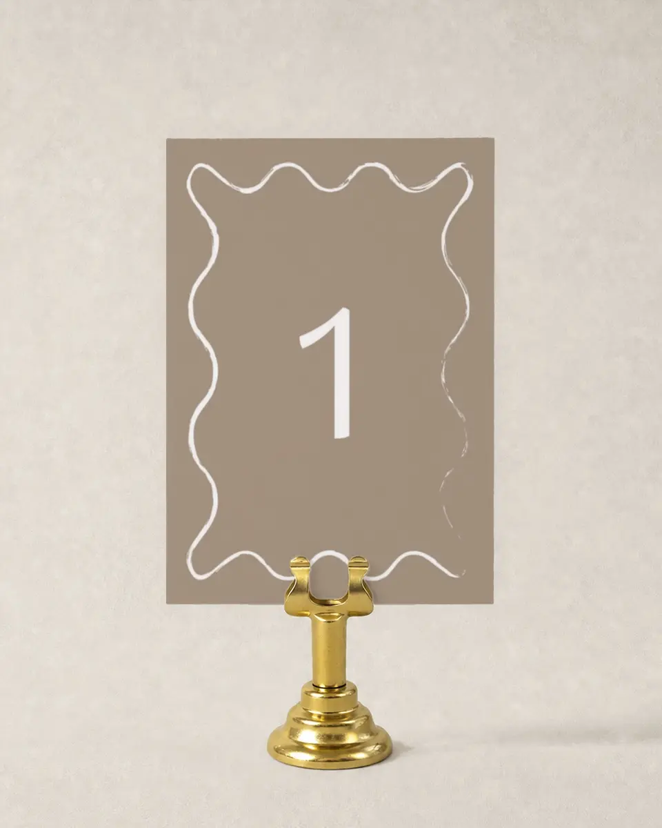 This is a 3½" x 5" Wedding Table Number called Romantic Sketch printed in full color