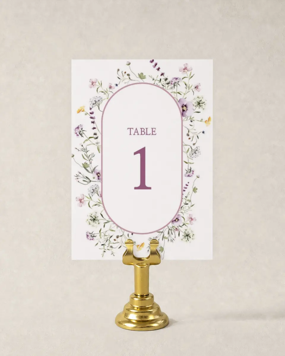 This is a 3½" x 5" Wedding Table Number called Whimsy Fairytale printed in full color